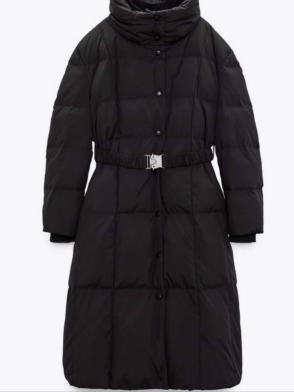 ZARA NWT Long Belted Down Coat Size L – Warm Maxi Winter Puffer Jacket